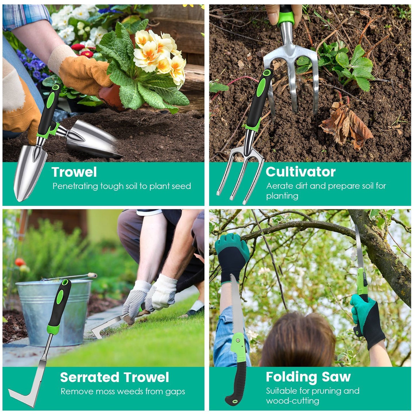 13-Piece Aluminum Garden Tool Set with Carry Bag