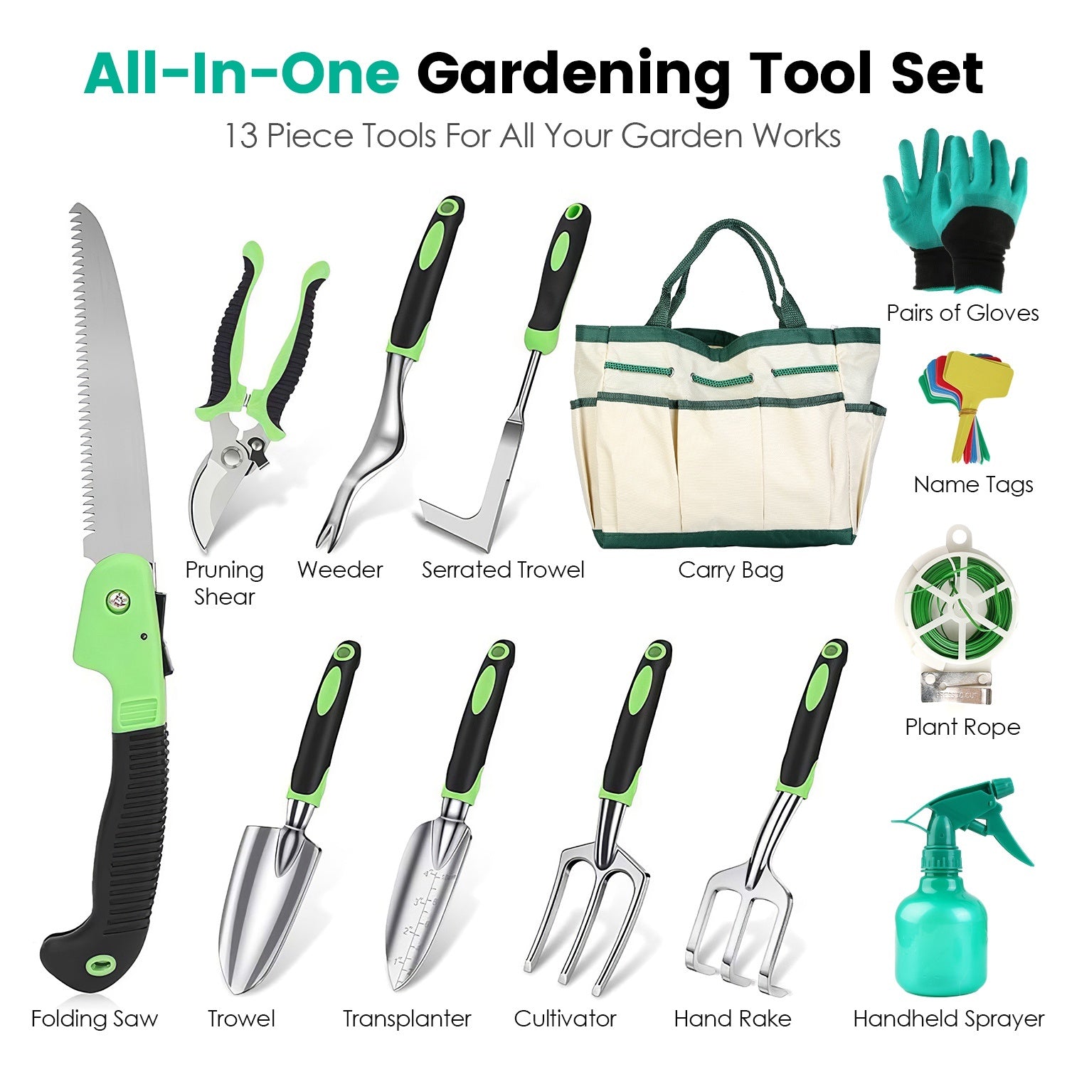 horticulture helper garden tool set 13-Piece Aluminum Garden Tool Set with Carry Bag – Urban Acre Bags
