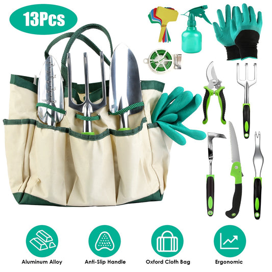 13-Piece Aluminum Garden Tool Set with Carry Bag