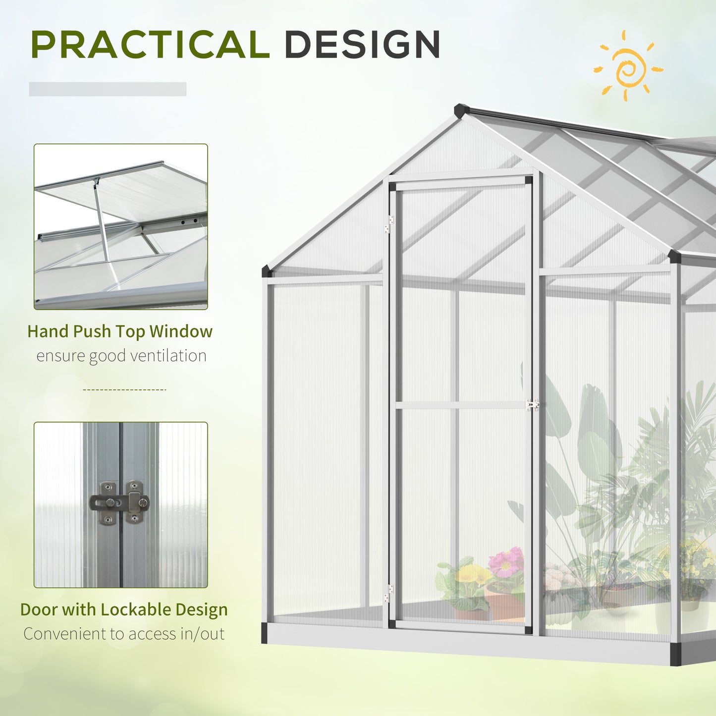 10' x 6' Polycarbonate Walk-In Greenhouse